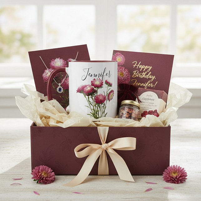 Flor do mês de nascimento - setembro caneca person (Criador carregado)