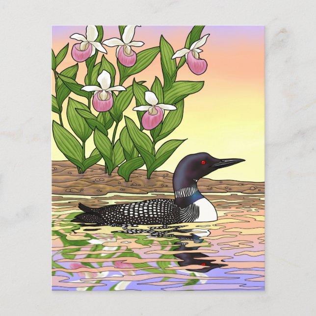 Flor do Pássaro do Estado de MN Loon Lady Slipper (Frente)