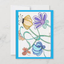 Flor Doodle - Cartão em branco