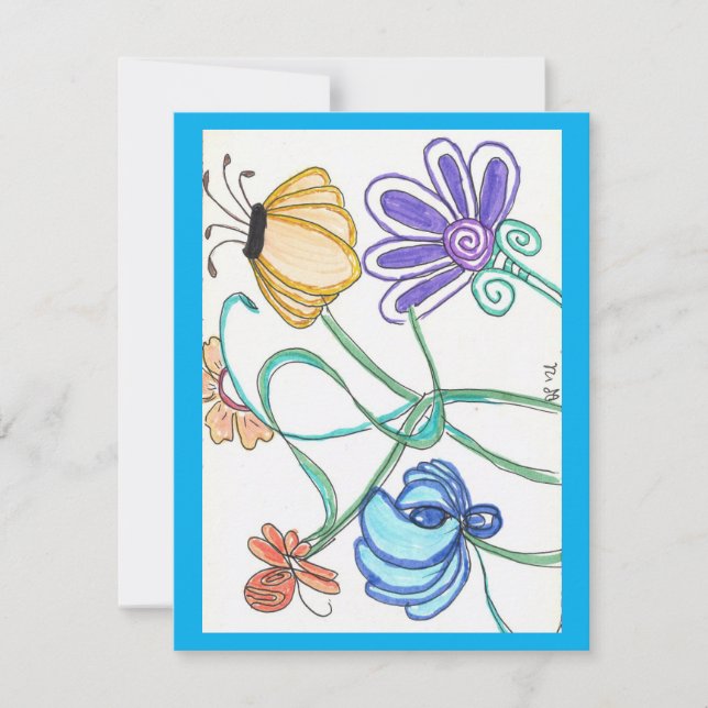 Flor Doodle - Cartão em branco (Frente)