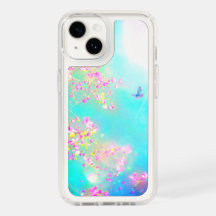 Flor e borboleta azul-rosa fofo