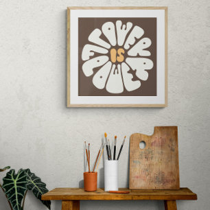 Flor é Flor Retro Vintage Brown BG Poster