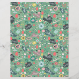 Flor e libélulas permanentes em verde