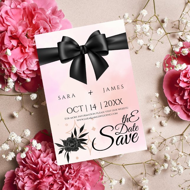 Flor Elegante Salve o Cartão de Anúncio de Data (Criador carregado)