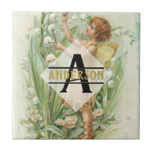 Flor Fada Snowbells Vintage Art Monograma Denomina