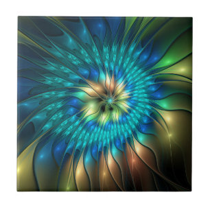 Flor Fantasia Luminosa, Fractal Abstrato Colorido