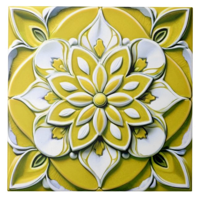 Flor Floral de Alivio Amarelo e Branco (Frente)