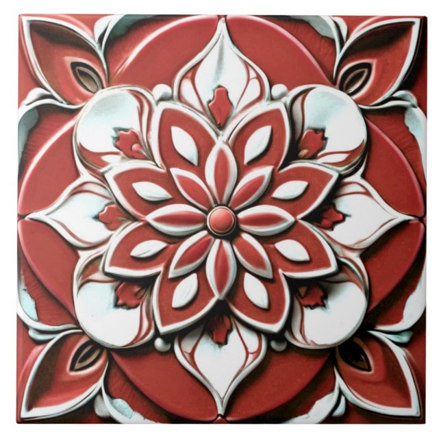 Flor Floral de Alivio Vermelho e Branco Brancos (Frente)
