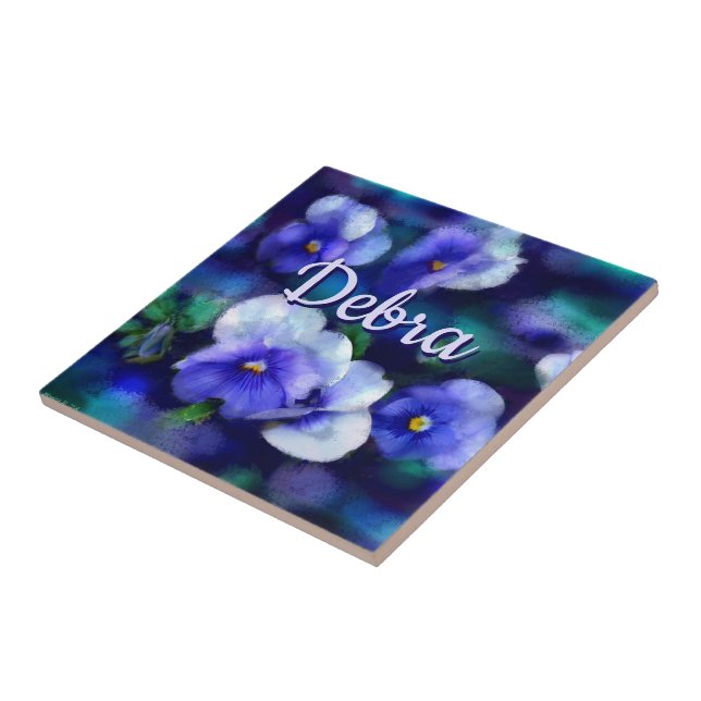 Flor Floral de Flores Azul Personalizado (Lateral)