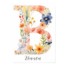 Flor Floral inicial - Letra B Impressão