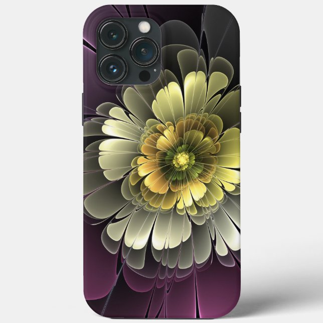 Flor Fractal Abstrata Moderna Purpur Khaki Cinza (Verso)