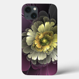 Flor Fractal Abstrata Moderna Purpur Khaki Cinza