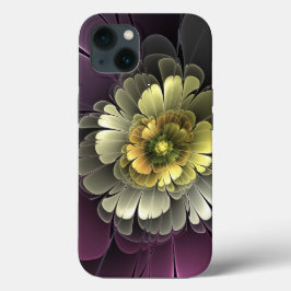 Flor Fractal Abstrata Moderna Purpur Khaki Cinza