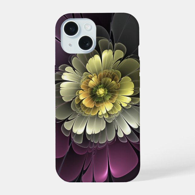 Flor Fractal Abstrata Moderna Purpur Khaki Cinza (Verso)