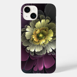 Flor Fractal Abstrata Moderna Purpur Khaki Cinza
