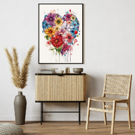 Flor Heart Modern Art Poster