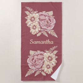 Flor Ilustração personalizada toalha de praia