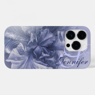 Flor Íris fecha a cinza azul floral