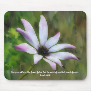 Flor Jardim Fé Versículo Bíblico Mouse Pad