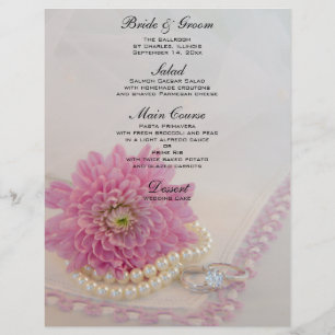 Flor, laço cor-de-rosa e anéis Wedding o menu