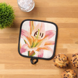 Flor Lily Rosa | Impressão Floral de Aquarela