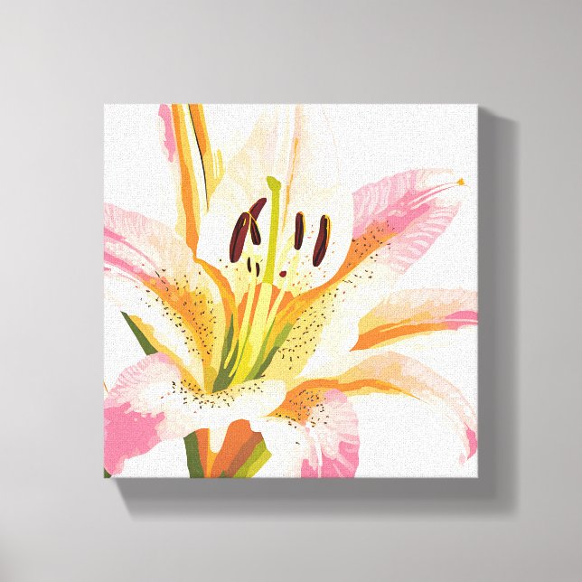 Flor Lily Rosa | Impressão Floral de Aquarela (Frente)