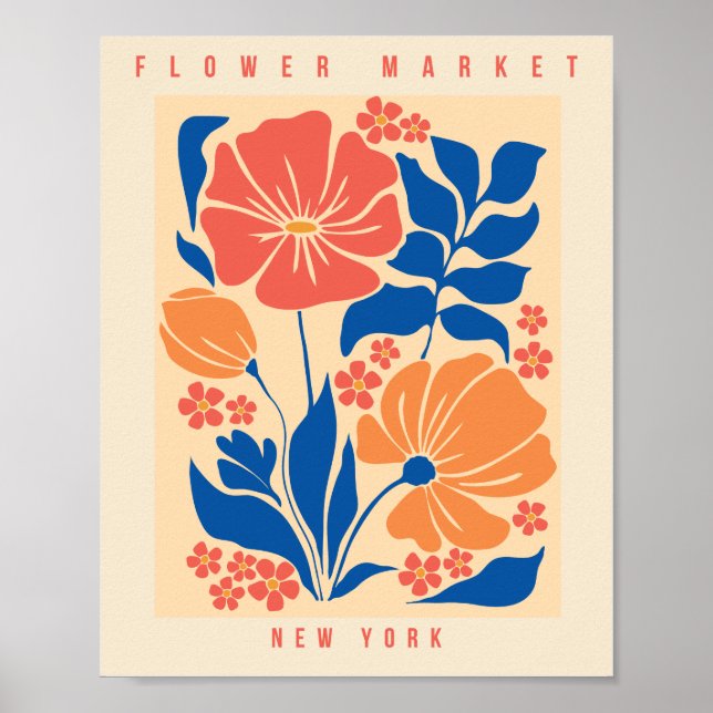Flor Market New York Retro Floral Impressão (Frente)