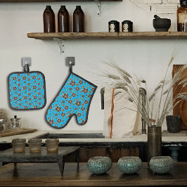 Flor natural castanho-turquesa