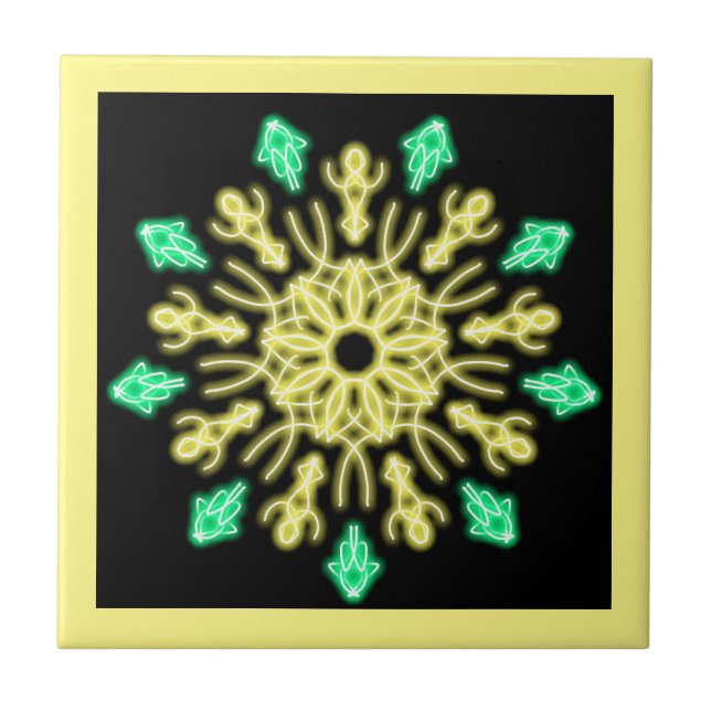 Flor néon amarela e verde (Frente)