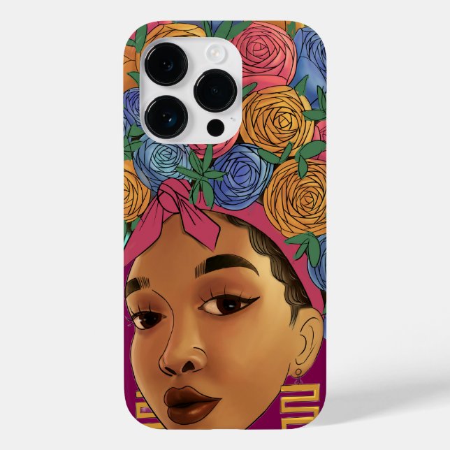 Flor no cabelo menina afro-americana (Verso)