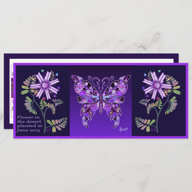 flor no deserto e cartão P Butterfly 31 (Frente/Verso)