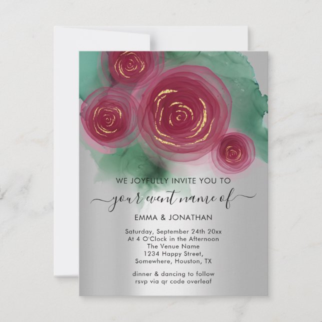 Flor no estilo com Rosa de código QR do plural de  (Frente)