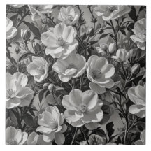 Flor óleo pintura em tons de cinza