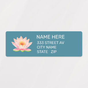 Flor personalizada em etiquetas de endereço azuis 