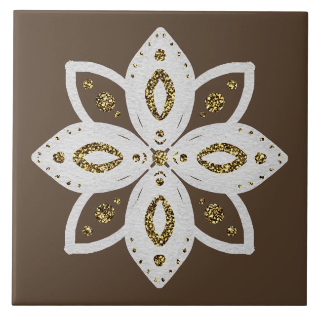 flor popular 1 marrom claro e branco (Frente)