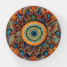 Flor Potência de Mandala Vidro Peso do Papel