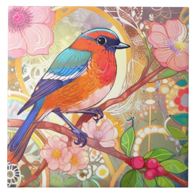 Flor-Primavera cor-de-rosa-laranja (Frente)