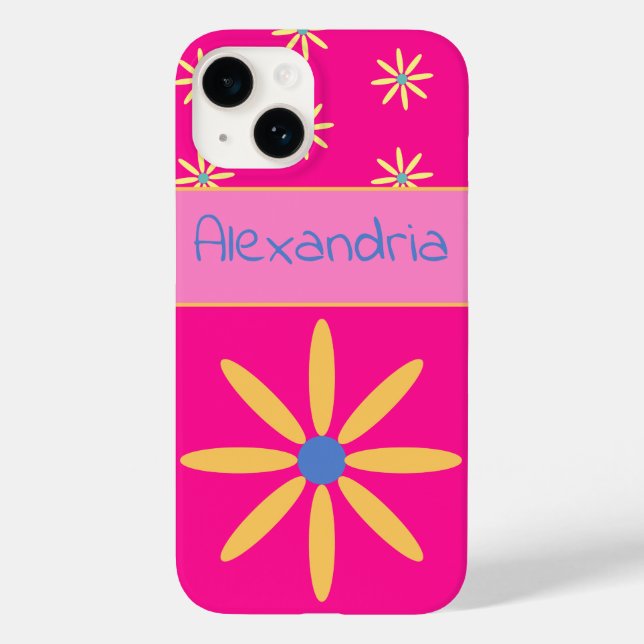 Flor Retro Rosa Quente Personalizado (Verso)