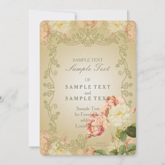 Flor Romântica - Cartão de Convite (Frente)