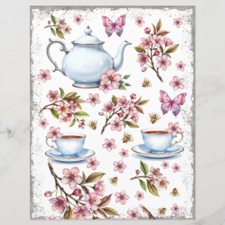 Flor rosa-cereja com chá