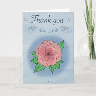 Flor rosa elegante no Cartões de agradecimentos do