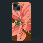 Flor rosa grande com fundo vermelho profundo<br><div class="desc">Uma flor rosa grande repousa sobre um fundo vermelho profundo nesta pintura de Nancy Slocum. A flor é vibrante e está em flor de cheio. Um presente incrível para uma pessoa especial em sua vida!</div>