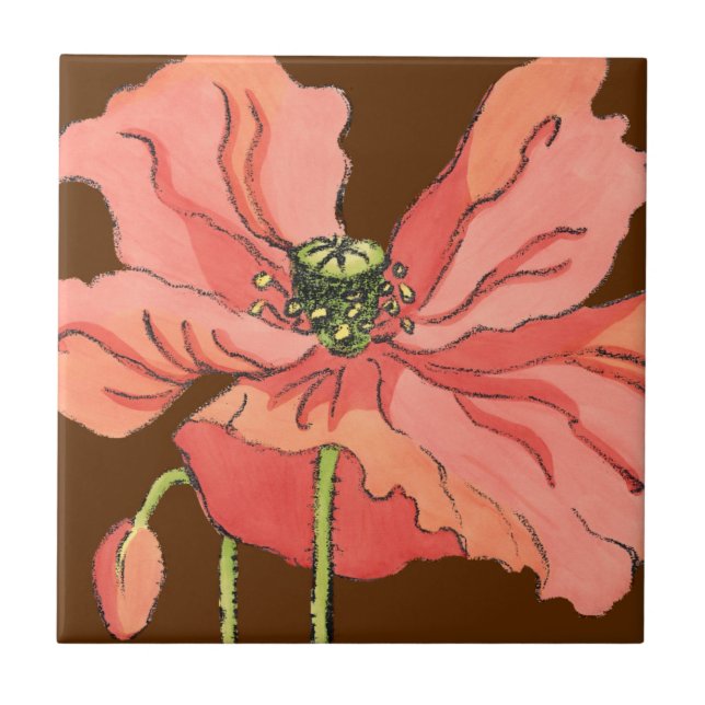 Flor rosa grande com fundo vermelho profundo (Frente)