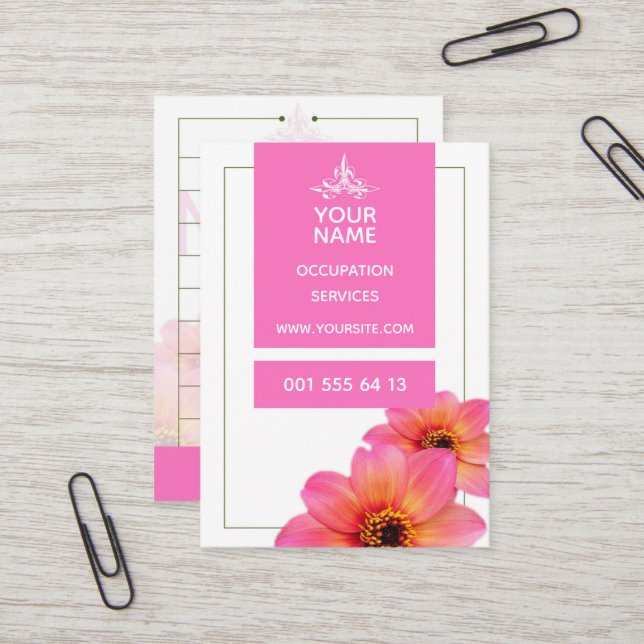 Flor rosa quente - Cartão de visita (Frente/Verso In Situ)