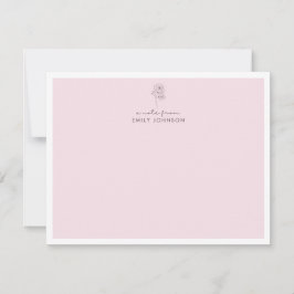 Flor rosa & Rasga uma nota do cartão de nota plana