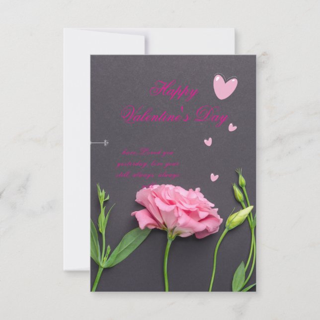 Flor rosa rosa rosa rosa - Cartão do Namorados rom (Frente)