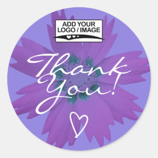 Flor Roxo Lilás Obrigado Etiqueta Logotipo Modelo