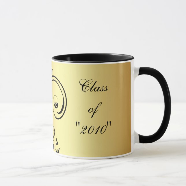 Flor Scrollwork "classe" da caneca da graduação (Direita)