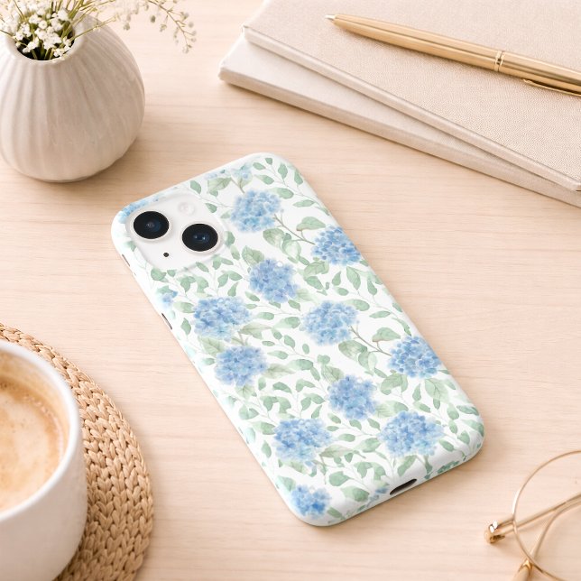 Flor Selvagem Aquarela Azul Verde (Blue Green Watercolor Wildflower Phone Case)