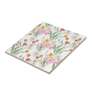 Flor Selvagem de Aquarela Rosa Verde